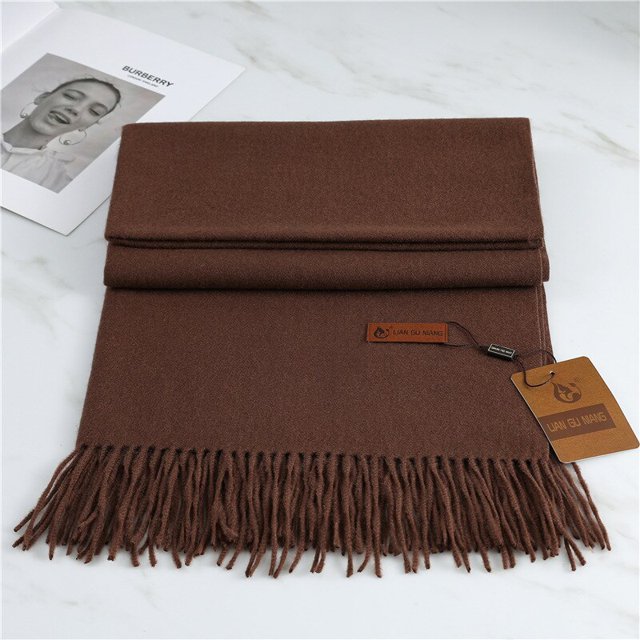 Bufanda de lujo para mujer, Bandana de imitación de Cachemira, chal grueso y cálido de Color sólido, pañuelo con flecos, moda de invierno Fivean unisex