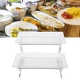 thumbnail image 1 of Bandeja Para Servir Buffet De Vidrio De 2 Niveles, Bandeja Para Servir Buffet De Vidrio Con Marco De Acero Inoxidable, Multifuncional, Fácil Limpieza Para Pasteles Para Bodas, 1 of 7