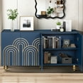 thumbnail image 4 of Navy Blue Fluted Sideboard For Functional And Beautiful Home Decor Modern Storage Unit, Blue, A Stylish Living Room, 4 of 6