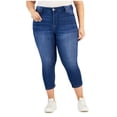 thumbnail image 1 of Celebrity Pink Womens Rider Crop Skinny Fit Jeans, Blue, Plus Size, 14W, 1 of 2