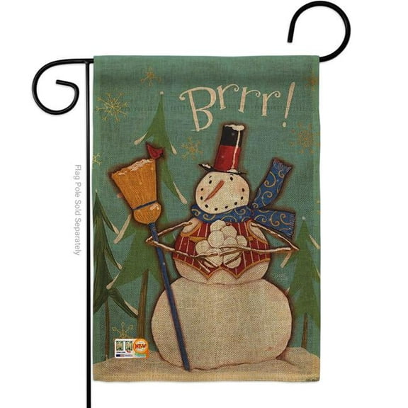 Breeze Decor BD-WT-G-114159-IP-DB-D-US18-WA 13 x 18.5 in. Winter Snowman Brrr Burlap Wonderland Impressions Decorative Vertical Double Sided Garden Flag