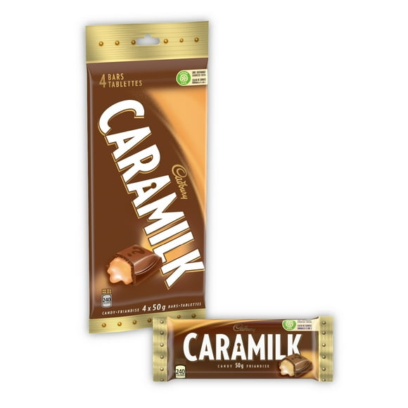 Cadbury Caramilk, Chocolatey Candy Bars, Multipack, Caramel, Pack of 4, 200 g