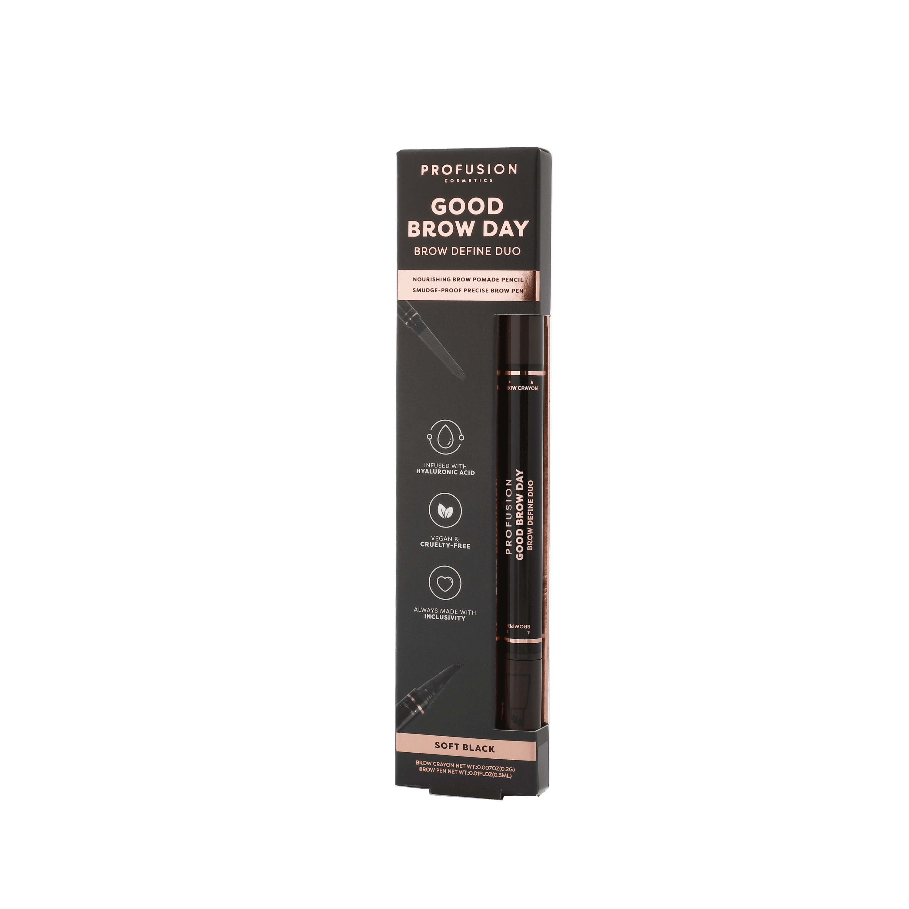 Profusion Cosmetics Good Brow Day - Brow Define Duo - Soft Black