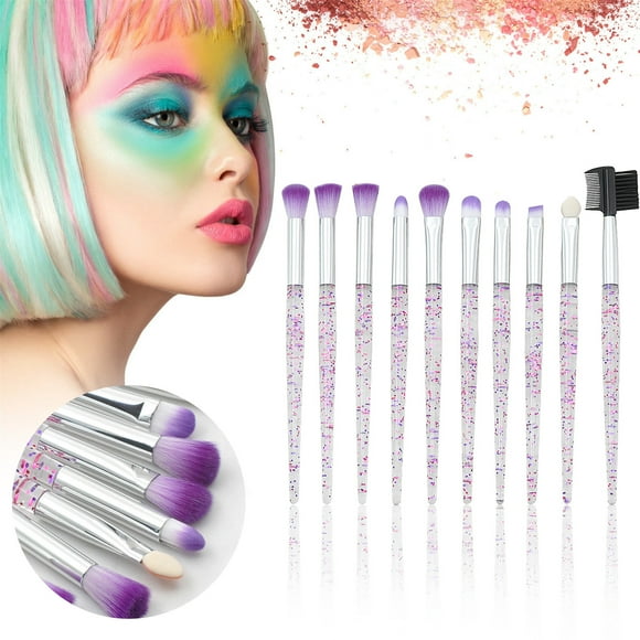 Fiudx Pinceles de Maquillaje, Juego de Brochas de Fibra Sintética Suave, Mango de Madera, Kit para Difuminar Rostro y Ojos, Ideal para Principiantes, Tamaño de Viaje Portátil, Colección de Lujo de 10