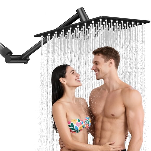 Regaderas Para Baño, Cabeza de Ducha de Lluvia de Alta Presión, Cabezal de Ducha de Lluvia Ultra fina con Montaje Fijo, con 27cm Brazo de Ducha Ajustable, 20cm/8inch Cuadrada Reg