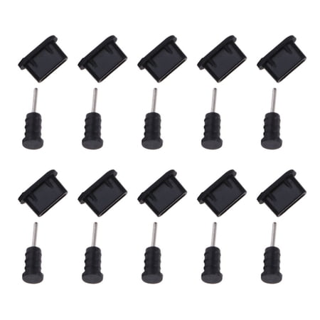 ELAYARD Back to School Tablet Dust Plug Black Silicone 30pcs 0.16x0.55in