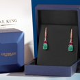 thumbnail image 5 of Gem Stone King 18K Rose Gold Plated Silver Green Malachite and Red Created Ruby Dangle Earrings for Women with Lab Grown Diamond (5.53 Cttw, Oval 9X7MM), 5 of 6