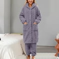 thumbnail image 2 of UFOUND Women Fuzzy Pajama Set Warm Fluffy Long Sleeve Sleepwear Plush Loungewear Thermal Nightwear With Pockets Homewear Everyday, 2 of 5