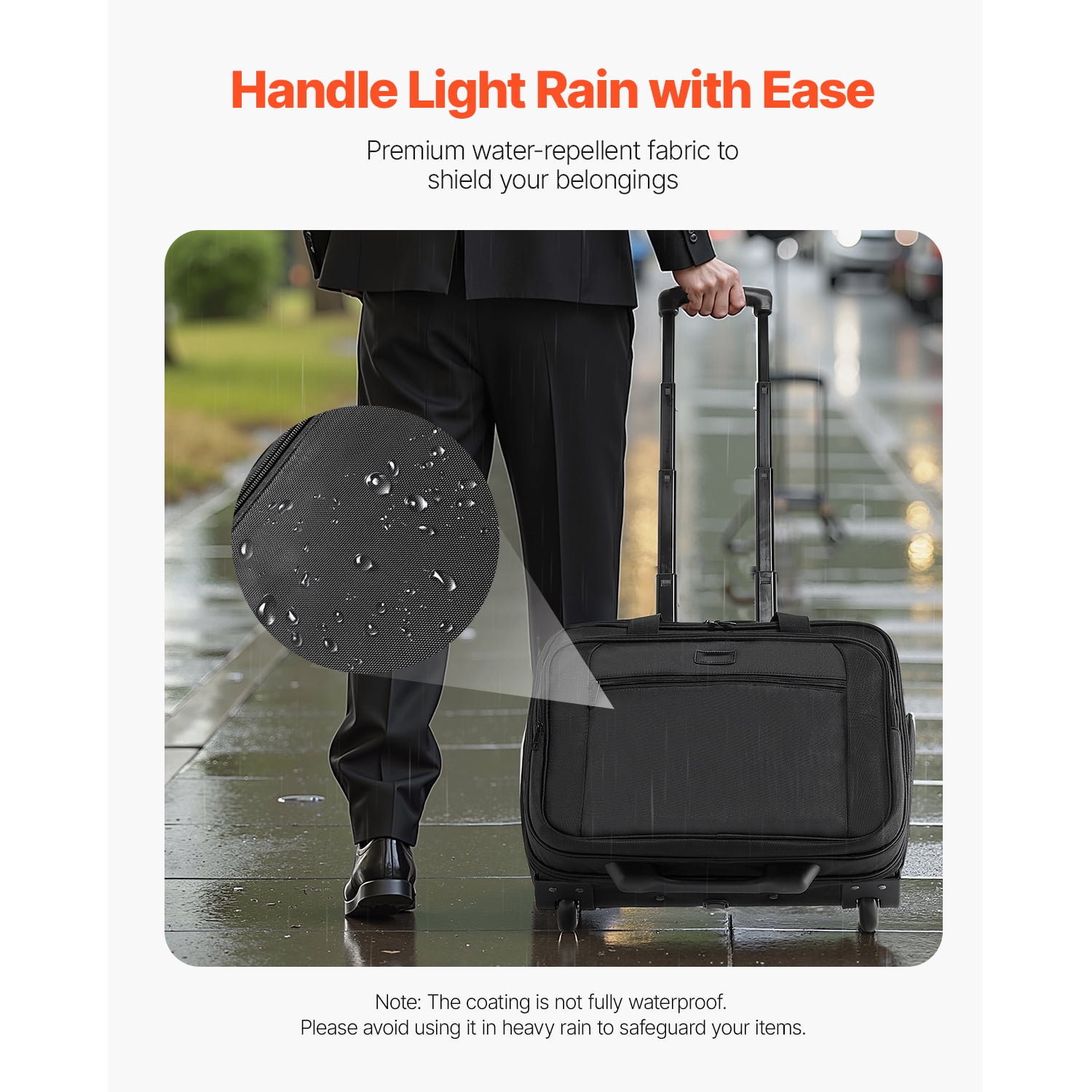 KFFKFF Mobile Laptop Carrier, Accommodates Laptops up to 17.3 Inches, Rolling Work Bag, Computer Carrier with Wheels and Extendable Handle, Suitable for Professional Travel and Office Use, Unisex