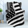 thumbnail image 4 of United States Soft Flannel Fleece Blanket, Grunge Aged Black and White American Flag Independence Fourth of July Design, Cozy Plush for Indoor and Outdoor Use, 50" x 60", Black White, by Ambesonne, 4 of 5