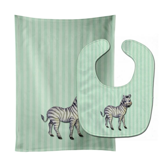 Carolines Treasures BB7143STBU Zebra Baby Bib and Burp Cloth 11 x 18" multicolor