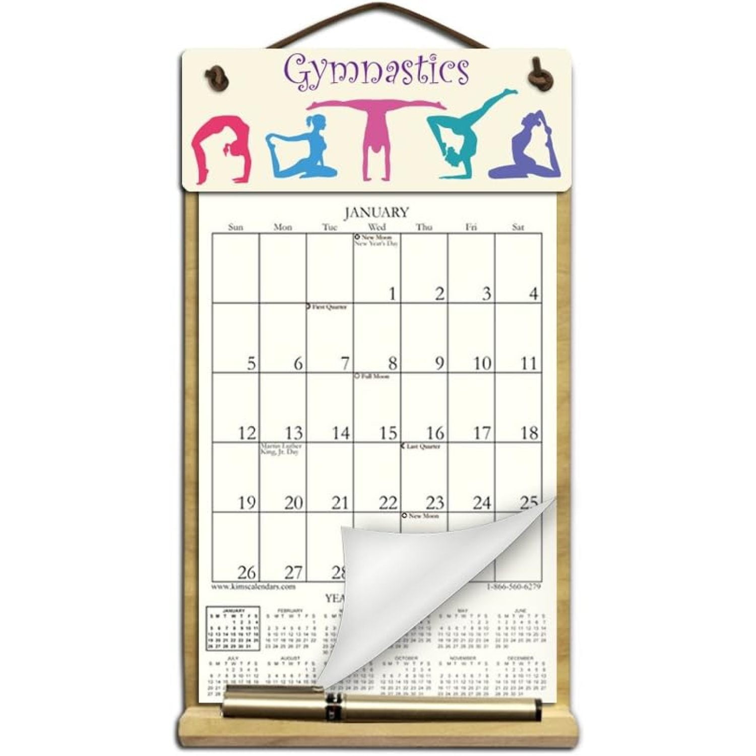 7" x 12" Wooden Refillable Calendar Holder filled with the rest of 2023