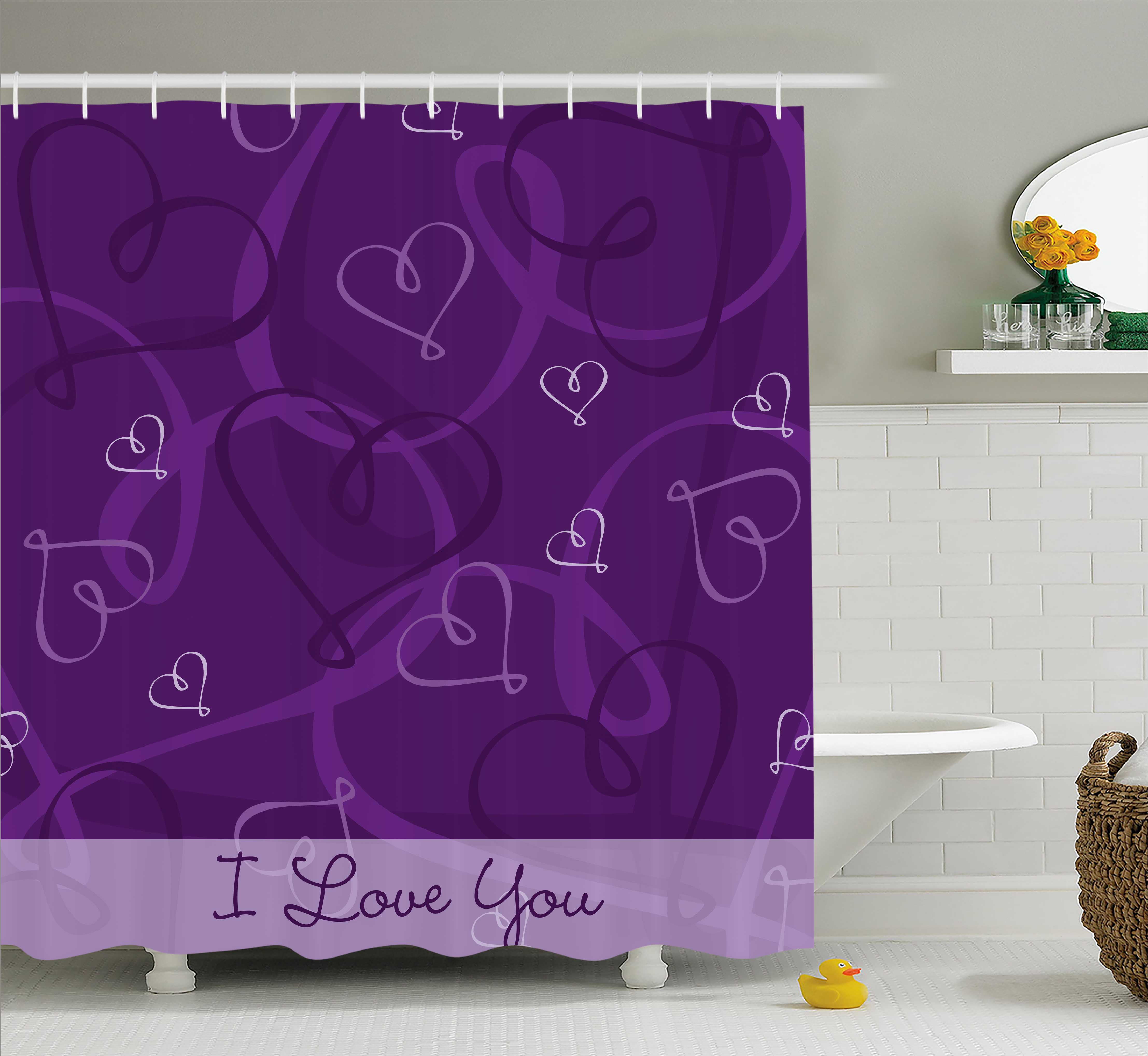 Romantic Shower Curtain, Lavender Colored Romantic Themed Image with ...