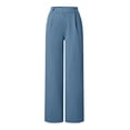 thumbnail image 5 of Pants for Women Casual Dress Wide Leg Work Slacks Stretchy Straight High Waisted Trousers Elastic Womens Pants Blue M, 5 of 9