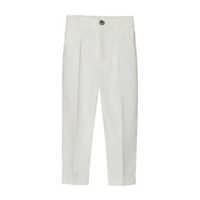 YUTK Tout-Petits Enfants Grand Garçon Mode Mignon Couleur Unie à Carreaux Décontracté Uniforme Scolaire Costume Pantalon Pantalons en Liquidation Blanc