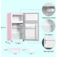 thumbnail image 5 of Kcpolre Pink Mini Fridge with Freezer 3.2 Cu.ft Refrigerators, Adjustable Glass Shelves, Quiet Dual Door Dorm Fridge for Bedroom, College, Office, 5 of 6