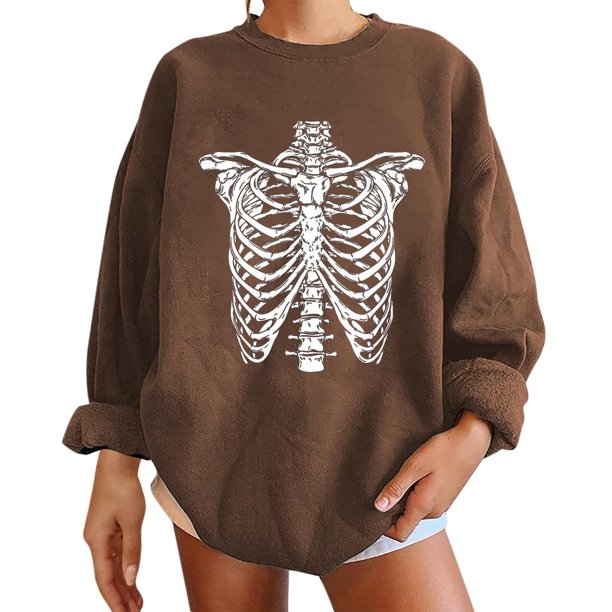 Sudadera Para Mujer Moda Estampado Cuello Redondo Pullover Tops Manga Larga Cómoda Blusa Sudadera Odeerbi ODB128746