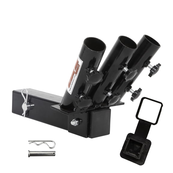 Extreme Max 5001.6835 3-Flag Pole Hitch Mount Holder for 2" Hitch – Heavy-Duty Double Adjustable Thumb Screws Fixation, Quick Install for Jeep, RV, Truck, Trailer & SUV