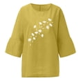 thumbnail image 4 of Hauts d'Été pour Femmes 2023 Femmes Été Aguichant Imprimé Régulier à Boutons Col Rond Manches Courtes Femmes Manches Trois Quarts Haut Bohème Grande Taille T-Shirt pour Femmes, 4 of 5