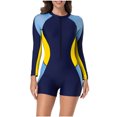 thumbnail image 2 of Long Sleeve Swimsuits for Women Rash Guard One Piece Boyleg Bathing Suit UPF 50+ Full Zipper Surfing Wetsuits Swimwear, 2 of 6