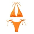 thumbnail image 5 of Efsteb Womens Bikini Swimsuits Halter k Bathing Suit Beach Summer Two Piece Swimsuits High Waist Bikini Solid Color Swimwear (Orange,S), 5 of 7