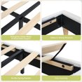 thumbnail image 3 of Tamaño individual marco de cama - forrado cama de plataforma con adjustable cabecero, wood slats - no necesita colchón base (beige), 3 of 6