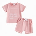 thumbnail image 4 of NOLDARES Toddler Baby Boy Summer Clothes Set Letter Print Crew Neck Short Sleeve T-Shirts Elastic Waist Shorts 2Pcs Outfits Blazer,18-24 M, 4 of 4