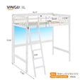 thumbnail image 2 of VINGLI Loft Bed with USB Charging Station/LED, Solid Wood Single Loft Bunk Bed with Flat Rungs for Teens/Adults, 15 inches High Guardrail,Wood Slat Support No Box Spring Needed, 2 of 9