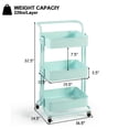 thumbnail image 2 of Topbuy 3-Tier Metal Rolling Utility Storage Cart Service Trolley Cart with Lockable Wheels Blue, 2 of 5