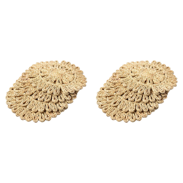 2X Ensemble de Table Rond Tissé pour Table à Manger, Ensemble de Table en Rotin Tressé Naturel Assiettes en Osier Creuses pour Cuisine de Vacances