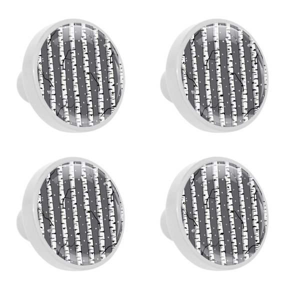 4 Pcs Birches Trees Forest Knobs for Kitchen Cabinet Cupboard Dresser Bookcase Drawer Pulls Handles Round Home Decor