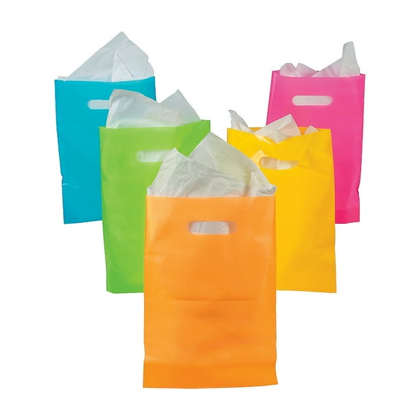 Neon Plastic Bags Party Supplies 50 Pieces
