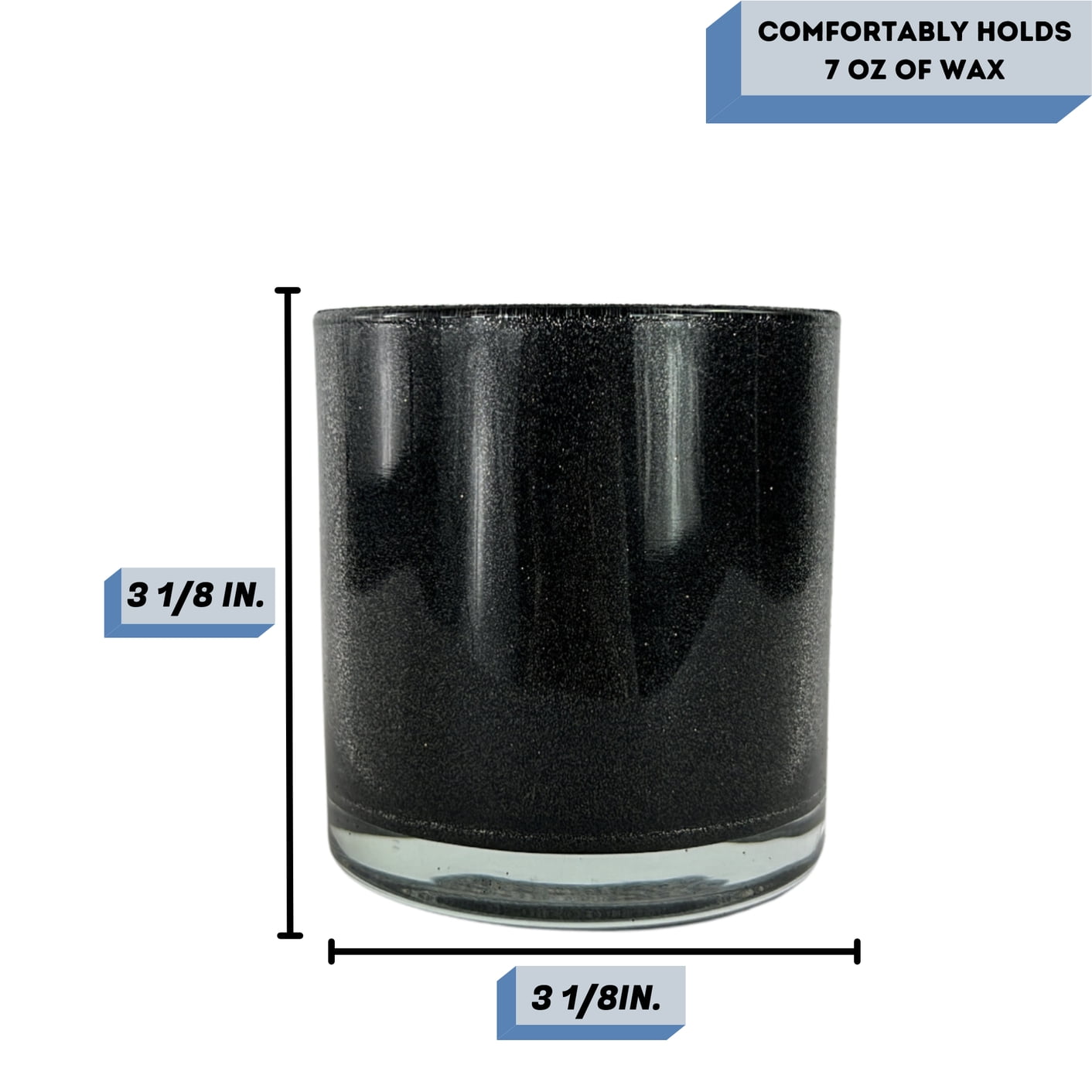 9.5 oz. Monticiano Glitter Black Empty Candle Jar candle vessels for DIY candle-making projects (Box of 48) FREE SHIPPING