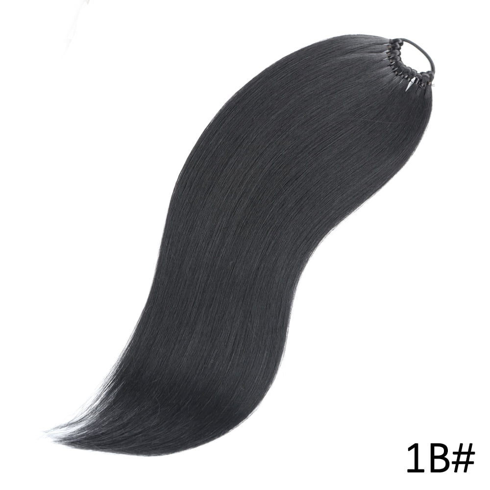Synthetic Long Straight Ponytail Hair Extensions With Elastic Hair Band 24Inch Heat Resistant Pony Hairpiece For Women Daily Use