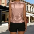 thumbnail image 4 of XFLWAM Women's Cowl Neck Tank Top Sparkly Ruched Draped Sleeveless Stretchy Blouses Summer Casual Shiny Party Shirt, 4 of 8