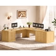 thumbnail image 3 of Fluted 78.7" L Shaped Computer Desk with 6 Drawers, Corner Office Desk, 3 of 7