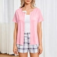 thumbnail image 4 of Women’s Mastectomy Shirt with Drain Pockets Short Sleeve Post Surgery Shirt Hook and Loop Port Access Top Pink L, 4 of 7