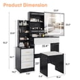 thumbnail image 4 of Gaderth Vanity Desk With Sliding LED Mirror And Power Outlet, Makeup Dressing Table With 4 Drawers, Storage Shelves And Stool, 3 Color Lighting Modes, Bedroom Vanity Set With USB Ports, 4 of 8