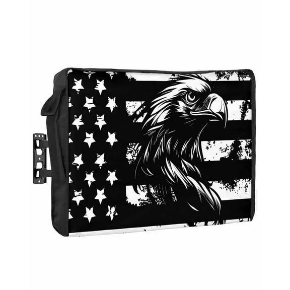 Outdoor Tv Cover 50 To 55 Inch, Independence Day Black Eagle American Flag Graffiti Vintage Mottled Waterproof And Weatherproof Tv Covers Tv Display Protectors For Outside Flat Screen Tv 38x24x4.5In