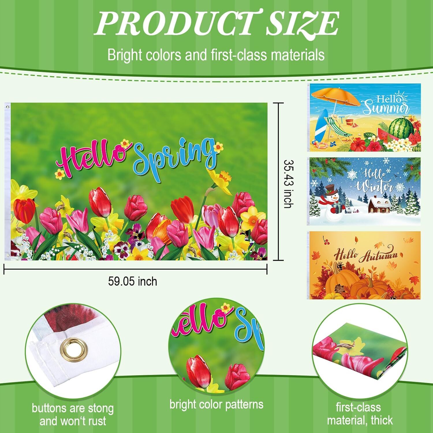 4 Pcs Garden Flag 3 x 5 ft Spring Summer Autumn Winter Flag Seasons Flag Doub...