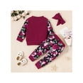 thumbnail image 3 of Seyurigaoka Infant Baby Girls Suit, Long Sleeve Floral Tops+Ruffled Pants+Headband, 3 of 8