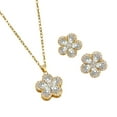 thumbnail image 2 of Momihoom Delicate Zircon Flower Necklace Earrings Jewelry Set - 18K Gold Plated Stainless Steel Lip Chain Choker S925 Silver Needles Stud Earrings for Women, Luxury Accessories Gifts, 2 of 7