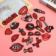 thumbnail image 4 of Parche con patrón de labios de 20 piezas, lápiz labial decorativo, pegatina para ropa, parche adhesivo bordado para planchar, 4 of 12