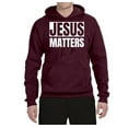 thumbnail image 2 of Jesus Matters Christian Love God Church | Mens Inspirational/Christian Hooded Sweatshirt Graphic Hoodie, Maroon, Small, 2 of 3