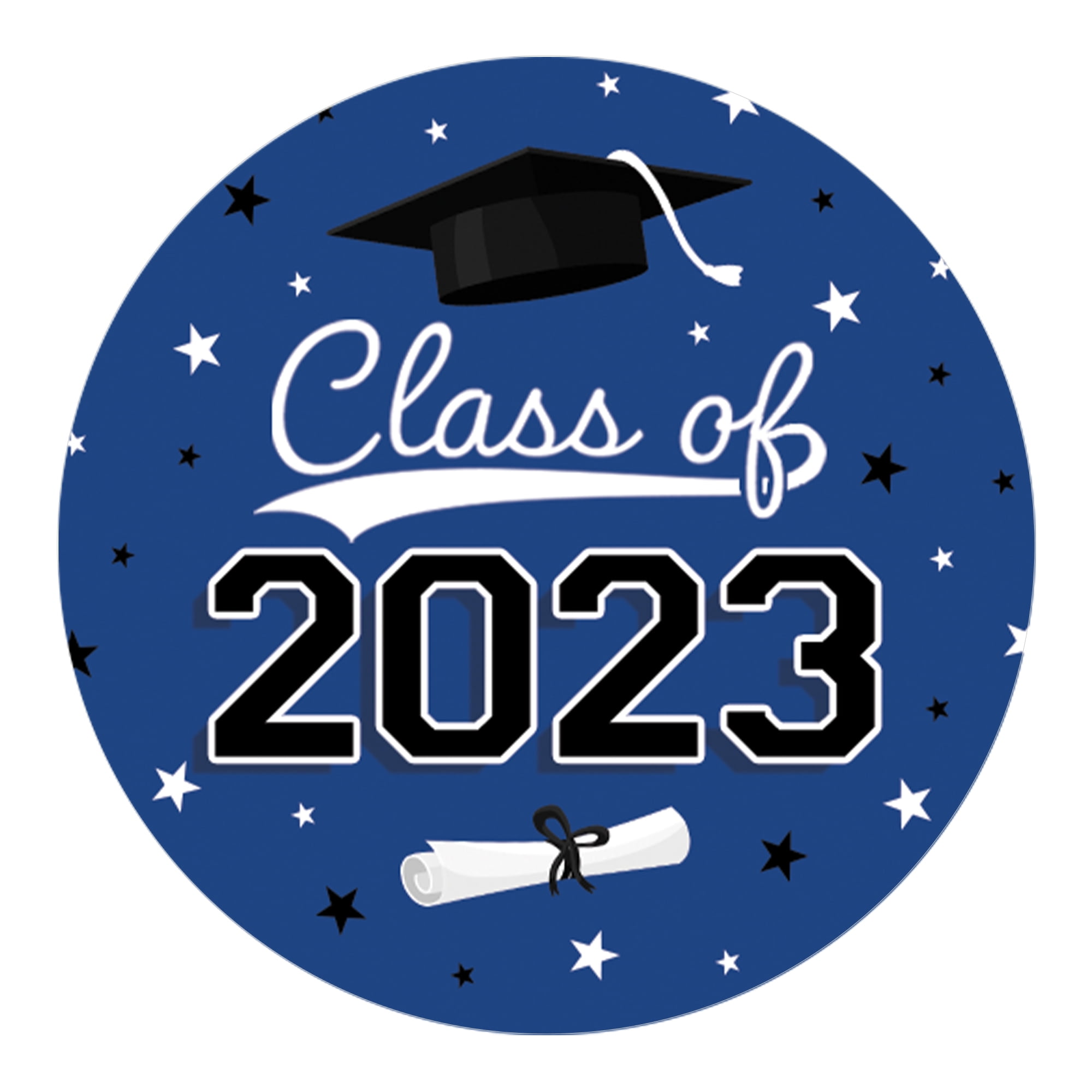 Distinctivs Blue Graduation Class of 2023 Party Favor Stickers, 40