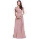 thumbnail image 1 of Vestido Miao Duo, elegante, de chifón rosa empolvado, cuello en V, línea A, 1 of 7