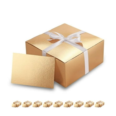 PACKHOME 10 Gold Gift Boxes, 8x8x4 inches, Bridesmaid Boxes, Paper Gift Boxes with Lids for Gifts