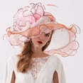 thumbnail image 7 of Yoyauz Women Sun Hat with Mesh Flower Decoration Wide Brim Hat Occasion Event Organza Fancy Church Dress Hat, 7 of 7