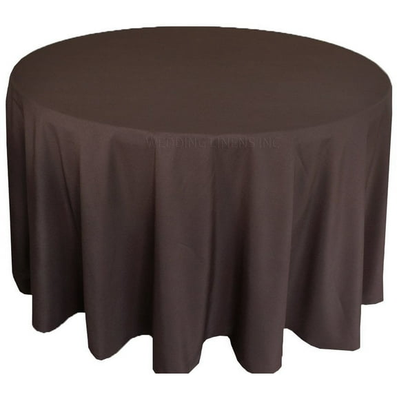 Wedding Linens Inc. 120'' Round Premium(200 GSM) Polyester Linen Tablecloth - Chocolate