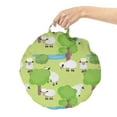 thumbnail image 2 of Farm Animal Round Floor Cushion with Handle, Cartoon with Sad Sheep in Forest with Trees and Pond, Decorative Pillow for Living Room & Dorms, 18" Round, Pale Green Multicolor, by Ambesonne, 2 of 4